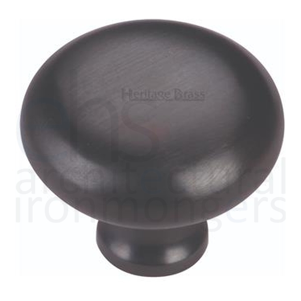 C113 38-BKMT • 38 x 16 x 32mm • Matt Black • Heritage Brass Bun Cabinet Knob